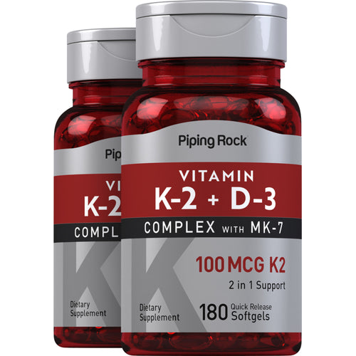 Vitamin K-2 Complex 100 mcg with D3, 180 Quick Release Softgels, 2  Bottles