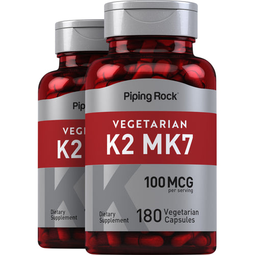 Vitamin K-2 MK-7, 100 mcg (per serving), 180 Vegetarian Capsules, 2  Bottles