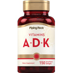 Vitamins A, D, and K dietary supplement with 150 quick release softgels in a bottle.