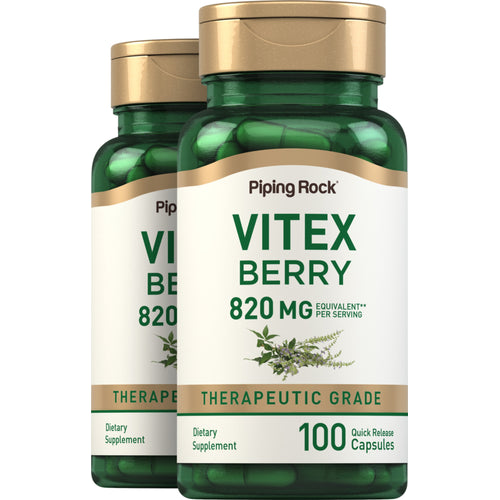 Vitex (Chasteberry Fruit), 820 mg (per serving), 100 Quick Release Capsules, 2  Bottles
