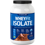 Fitness Labs WheyFit Isolate Protein Powder in Decadent Dutch Chocolate flavor, 32 oz (2 LB) jar.