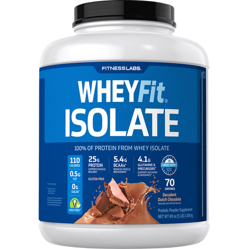 Whey Protein Isolate WheyFit (Decadent Dutch Chocolate), 5 lb (2.268 kg) Bottle