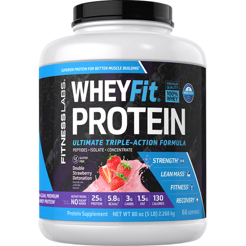 Whey Protein WheyFit (Double Strawberry Detonation), 5 lb (2.268 kg) Bottle