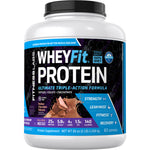 WheyFit Protein Molten Chocolate Volcano 5 lb (80 oz) tub. Contains 25g protein per serving, 63 servings total.