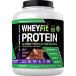 WHEYFit Protein Double Dutch Chocolate Dream supplement in an 80 oz (5 LB) 2.268 kg tub, offering 61 servings.