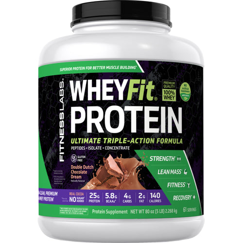 WheyFit Protein (Natural Double Dutch Chocolate Dream), 5 lbs (2.268 kg) Bottle