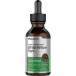 Liquid Extract of White Willow Bark, 2 oz, non-GMO, gluten-free, alcohol-free, Vegetarian Herbal Supplement bottle.