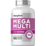 Mega Multi for Women daily multivitamin multimineral, 180 coated caplets bottle.