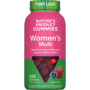 Women's Multi Gummy, 220 Gummies, Berry Flavor, supports energy metabolism, bone and immune health.