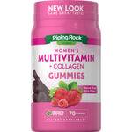 Women's Multivitamin + Collagen Gummies in natural mixed berry flavor, 70 gummies, gluten-free, non-GMO.