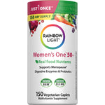 Rainbow Light Women's One 50+ Multivitamin, 150 vegetarian caplets for women's health.