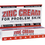 Margarite Cos Zinc Cream 1 oz box. Tinted mineral, fragrance and paraben free; helps with acne, redness, rashes, and itching.