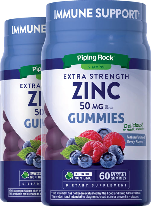Zinc (Mixed Berry), 50 mg (per serving), 60 Vegan Gummies, 2  Bottles