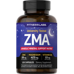 Fitness Labs ZMA Anabolic Mineral Support Matrix. University Tested. 120 Capsules. Zinc 28mg, Magnesium 423mg, Vitamin B6 15mg.